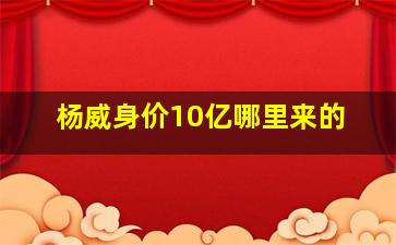 杨威身价10亿哪里来的