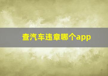 查汽车违章哪个app