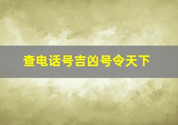 查电话号吉凶号令天下