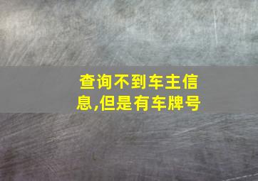 查询不到车主信息,但是有车牌号