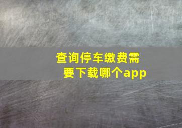 查询停车缴费需要下载哪个app