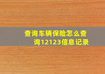 查询车辆保险怎么查询12123信息记录