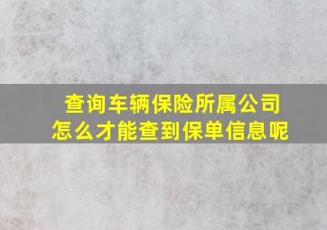 查询车辆保险所属公司怎么才能查到保单信息呢