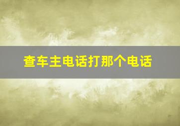 查车主电话打那个电话