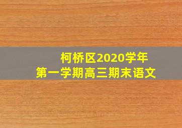 柯桥区2020学年第一学期高三期末语文