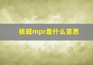 核磁mpr是什么意思