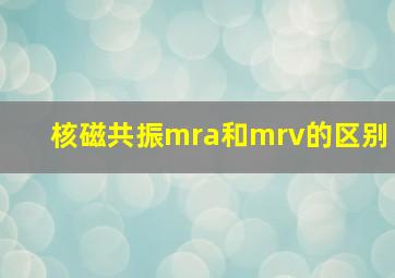 核磁共振mra和mrv的区别