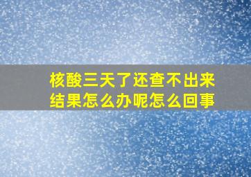 核酸三天了还查不出来结果怎么办呢怎么回事