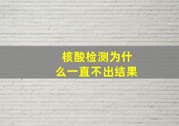 核酸检测为什么一直不出结果