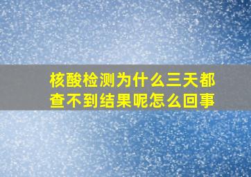 核酸检测为什么三天都查不到结果呢怎么回事