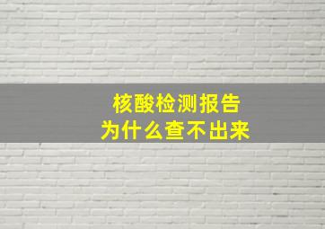 核酸检测报告为什么查不出来