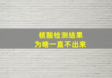 核酸检测结果为啥一直不出来