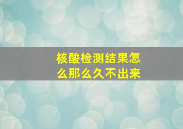 核酸检测结果怎么那么久不出来