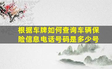 根据车牌如何查询车辆保险信息电话号码是多少号