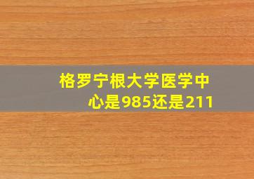 格罗宁根大学医学中心是985还是211