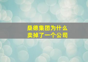 桑德集团为什么卖掉了一个公司