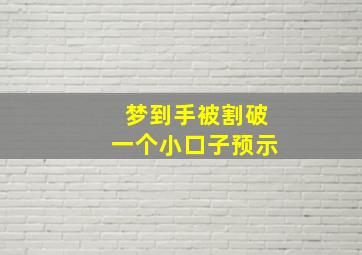 梦到手被割破一个小口子预示