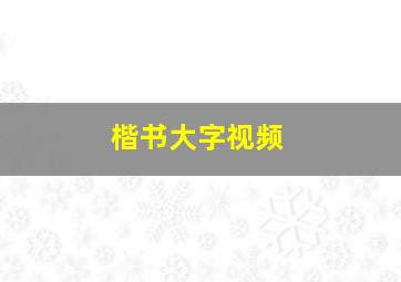 楷书大字视频