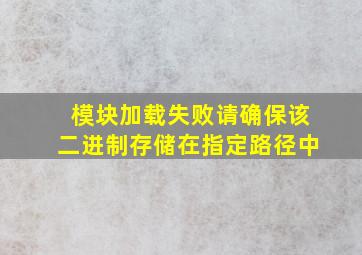 模块加载失败请确保该二进制存储在指定路径中