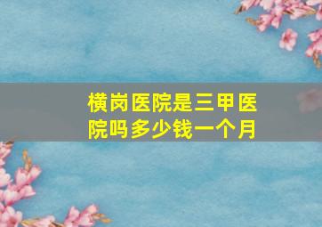 横岗医院是三甲医院吗多少钱一个月