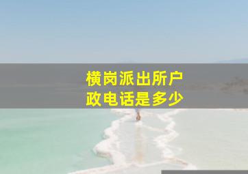 横岗派出所户政电话是多少