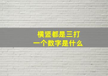 横竖都是三打一个数字是什么