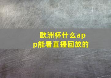 欧洲杯什么app能看直播回放的