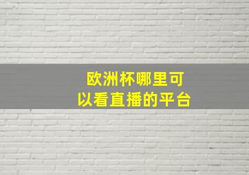 欧洲杯哪里可以看直播的平台