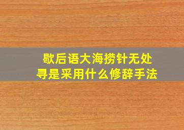 歇后语大海捞针无处寻是采用什么修辞手法