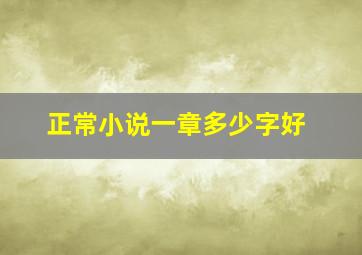 正常小说一章多少字好