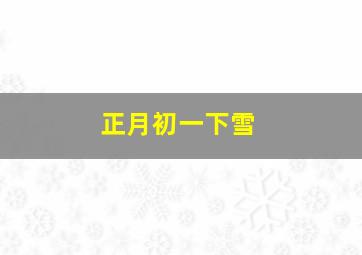 正月初一下雪