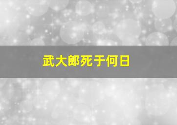 武大郎死于何日