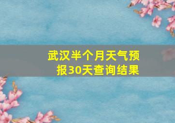 武汉半个月天气预报30天查询结果