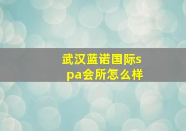 武汉蓝诺国际spa会所怎么样