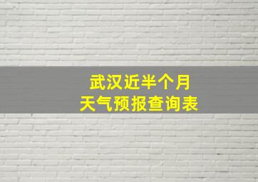 武汉近半个月天气预报查询表