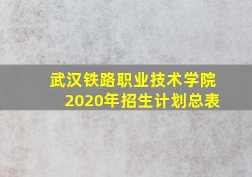 武汉铁路职业技术学院2020年招生计划总表