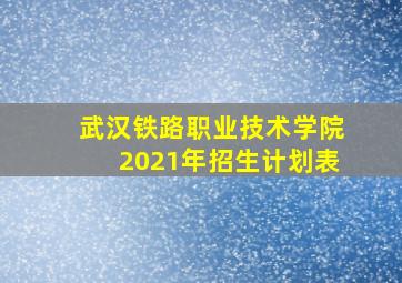 武汉铁路职业技术学院2021年招生计划表