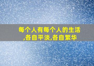 每个人有每个人的生活,各自平淡,各自繁华