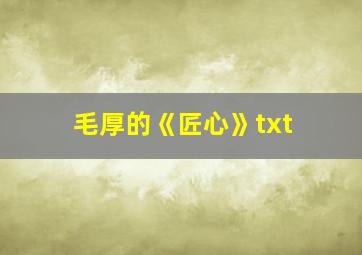 毛厚的《匠心》txt