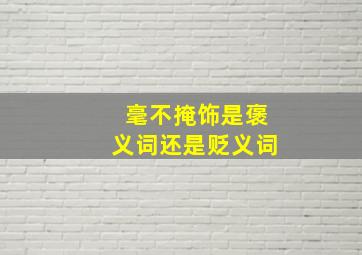 毫不掩饰是褒义词还是贬义词