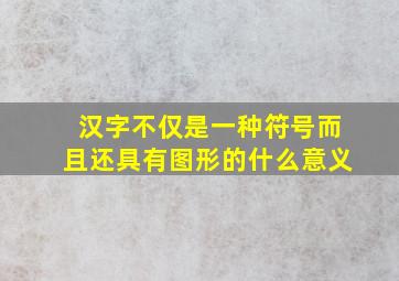 汉字不仅是一种符号而且还具有图形的什么意义