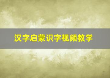 汉字启蒙识字视频教学