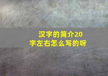 汉字的简介20字左右怎么写的呀