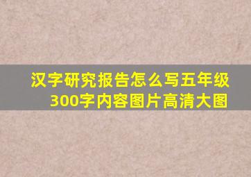 汉字研究报告怎么写五年级300字内容图片高清大图