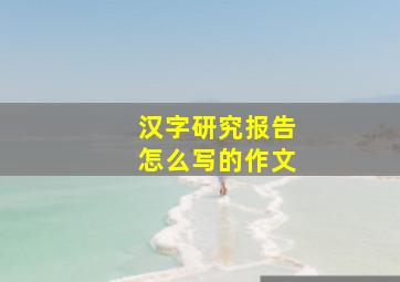 汉字研究报告怎么写的作文