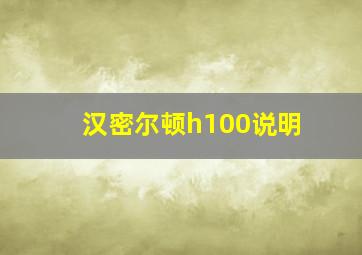 汉密尔顿h100说明