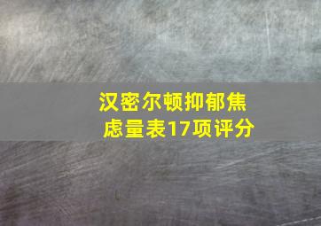 汉密尔顿抑郁焦虑量表17项评分