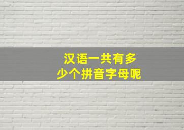 汉语一共有多少个拼音字母呢