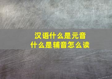 汉语什么是元音什么是辅音怎么读