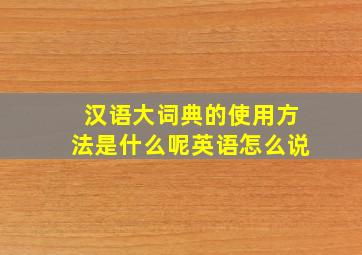 汉语大词典的使用方法是什么呢英语怎么说